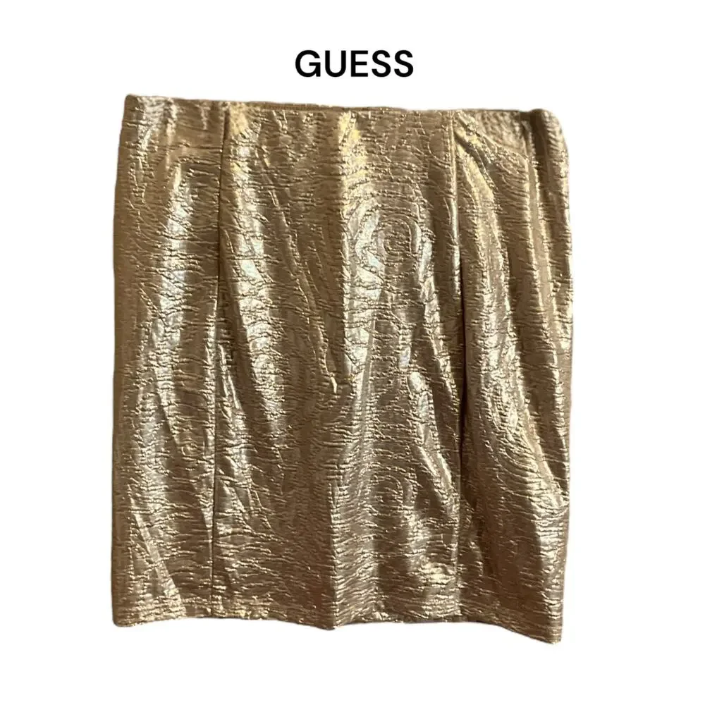 GUESS Mini Skirt Metallic Textured Women’s Size 0 Stretch Zip Back Lined